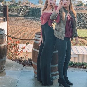 Wild Honey Tie Shoulder Pinnafore Jumpsuit